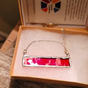 Vintage custom stained glass necklace.  One of a kind!!